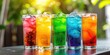 Colorful soda drinks in glasses vibrant set