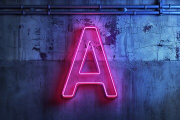Poster - In the dimly lit street, a vibrant neon sign glows, its bright lines casting a warm light upon the otherwise dark night