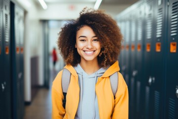 Wall Mural - Portrait of a smiling female high school student