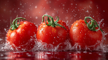 Wall Mural - A very fresh close-up of tomatoes