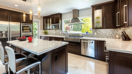 Wall Mural - Modern Dark Wood Kitchen Interior