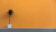 Sfondo orizzontale arancione tipo muro con pianta generato con ai