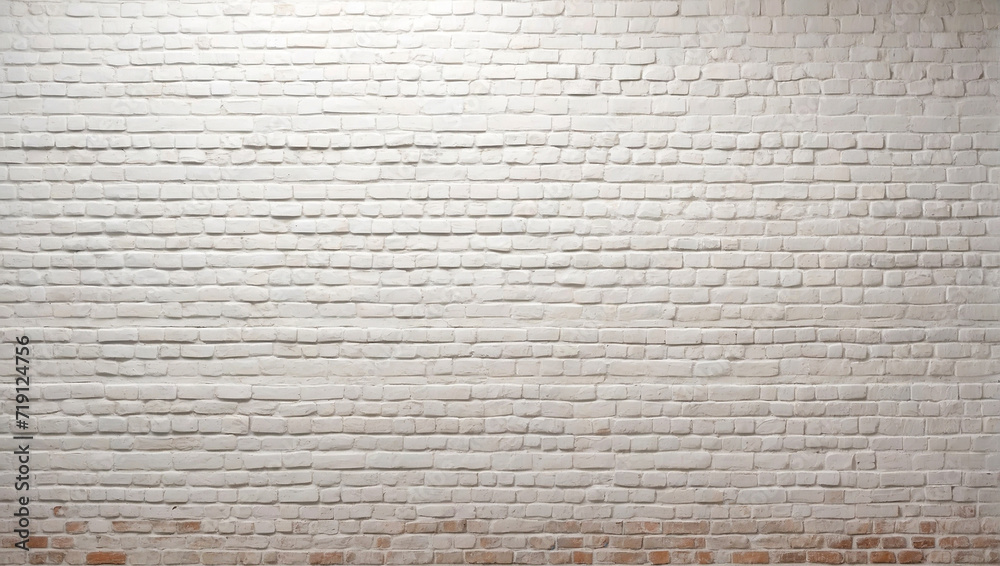 Panoramic background of wide old white brick wall texture. Home or ...