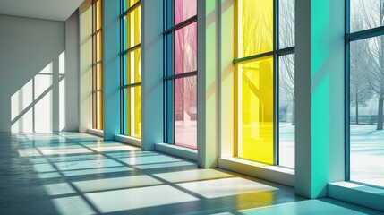 Poster - Interior of bright room with windows and sunlight