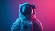 © olegganko - minimalist vivid advertisment background with handsome astronaut and copy space