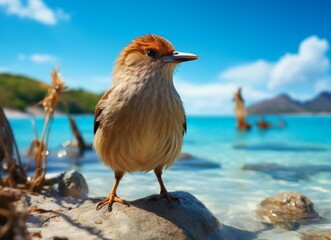 Wall Mural - Bird on the shore of the Mediterranean Sea