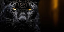 Close Up Portrait Of A Leopard, On Dark Background  Close Up Potarit Black Jaguar Head Wallpaper