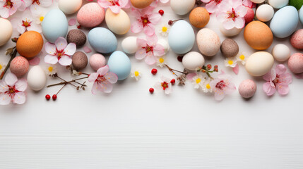 Wall Mural - Easter eggs decoration background for cards, wallpapers with copy space