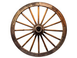 Fototapeta  - Old Wooden Wagon Wheel, isolated on a transparent or white background
