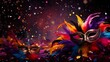 Traditional Venetian carnival mask on colorful bokeh background - Format 16:9