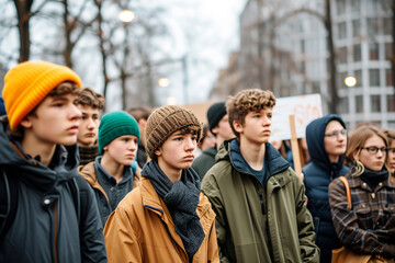 Canvas Print - Climate change strike led by youth activists