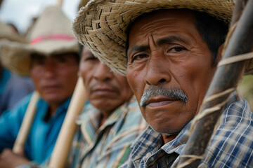 Canvas Print - Focusing on an agricultural workers' strike - demanding land rights and fair compensation - addressing rural labor issues