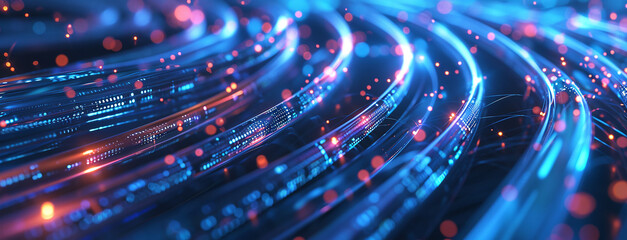 Poster - Glowing data cables background