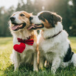 Valentine's Tails. Heartwarming Moments of Two Love-Struck Dogs on Cupid's Day.