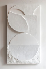 Poster - White Minimalist Plaster Art Canvas. Original 3d Wall Art Textured. Created with Generative AI technology