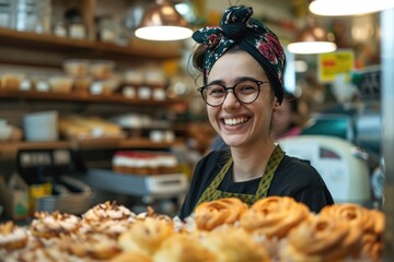 Portrait of a female pastry shop owner