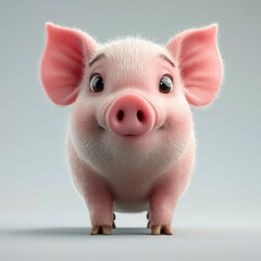 3D Rendering Reflective Fat Pig Animal, 3d  illustration