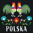 Polski folklor - napis Polska na ciemnym tle	
