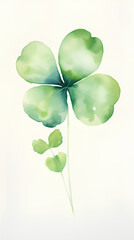 Wall Mural - Four-leaf clover watercolor. White background. St. Patrick's Day.