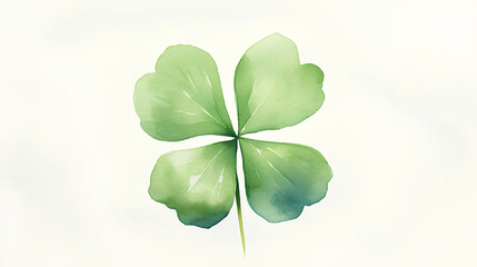 Wall Mural - Four-leaf clover watercolor. White background. St. Patrick's Day.