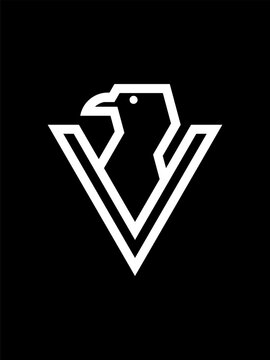 v combination bird monogram logo template