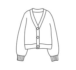 Wall Mural - vector isolated one single simple cardigan jacket knitwear front view colorless black and white cont