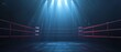 Empty Boxing Ring Illuminated By Spotlight During Ai Fight Night. Сoncept Ai Vs Human Chess Match, Street Art Tour, Sunset Beach Picnic, Hiking Adventure, Cooking Class