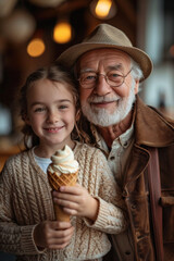 Sticker - A happy family, spanning generations, shares smiles and ice cream, creating joyful moments of togetherness