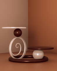 Poster - 3D abstract background with geometric stand and shapes. Modern design for showing products