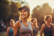 Woman in a running club, enjoys a rejuvenating jog along a scenic trail