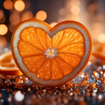 Sliced oranges are laid out in the shape of a heart.