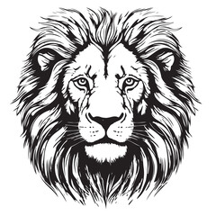 Poster - Lion portrait lion head sketch hand drawn engraving style Wild animals Vector