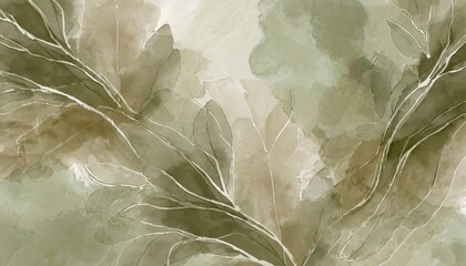 Wall Mural - light brown green olive sage beige abstract watercolor art background for design
