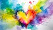 colorful abstract watercolor background with heart and color explosion made with 