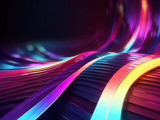 3d render abstract background with colorful spectrum Bright neon rays and glowing lines