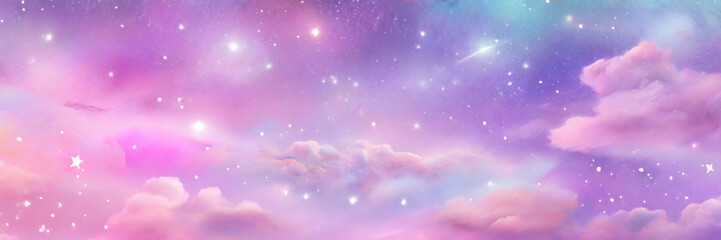 bokeh sky background. light pink pastel galaxy abstract wallpaper with glitter stars. fantasy space 