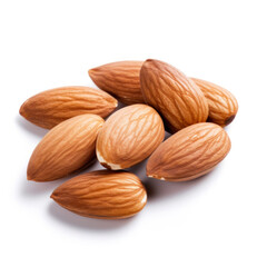 Wall Mural - Almonds isolated on white background.
