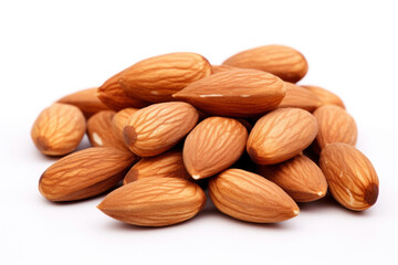 Wall Mural - Almonds isolated on white background.