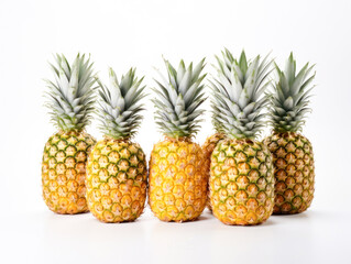 Wall Mural - Fresh and juicy pineapple on white background