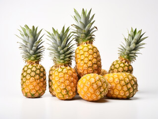 Wall Mural - Fresh and juicy pineapple on white background