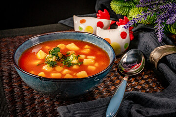 Poster - Tomato soup with noodles.