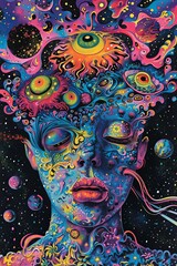 Wall Mural - Cosmic horror psychedelic LSD trippy poster