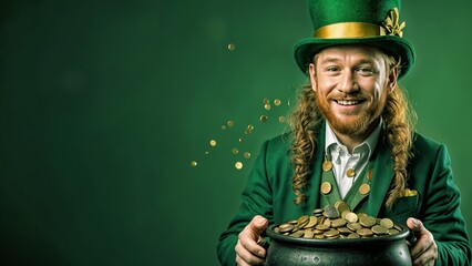 Wall Mural - Joyful Leprechaun with Gold Coins - A Festive St. Patrick's Celebration