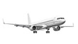 © DX - White passenger aircraft fly isolated on transparent background