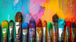  an arrangement of colorful painting paint brushes by 