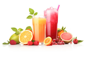 Wall Mural - Fresh mixed fruit juice in the glass with various fruit