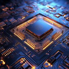 Close-up of computer CPU processor. Technology concept