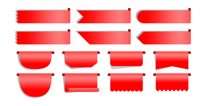 set of red and white banners Vector Premium