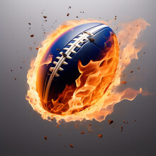 Thrown American Football Ball In Fire
