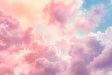 Hazy Clouds In Pastel Pink Blue Yellow And White Seamless Repeating Pattern